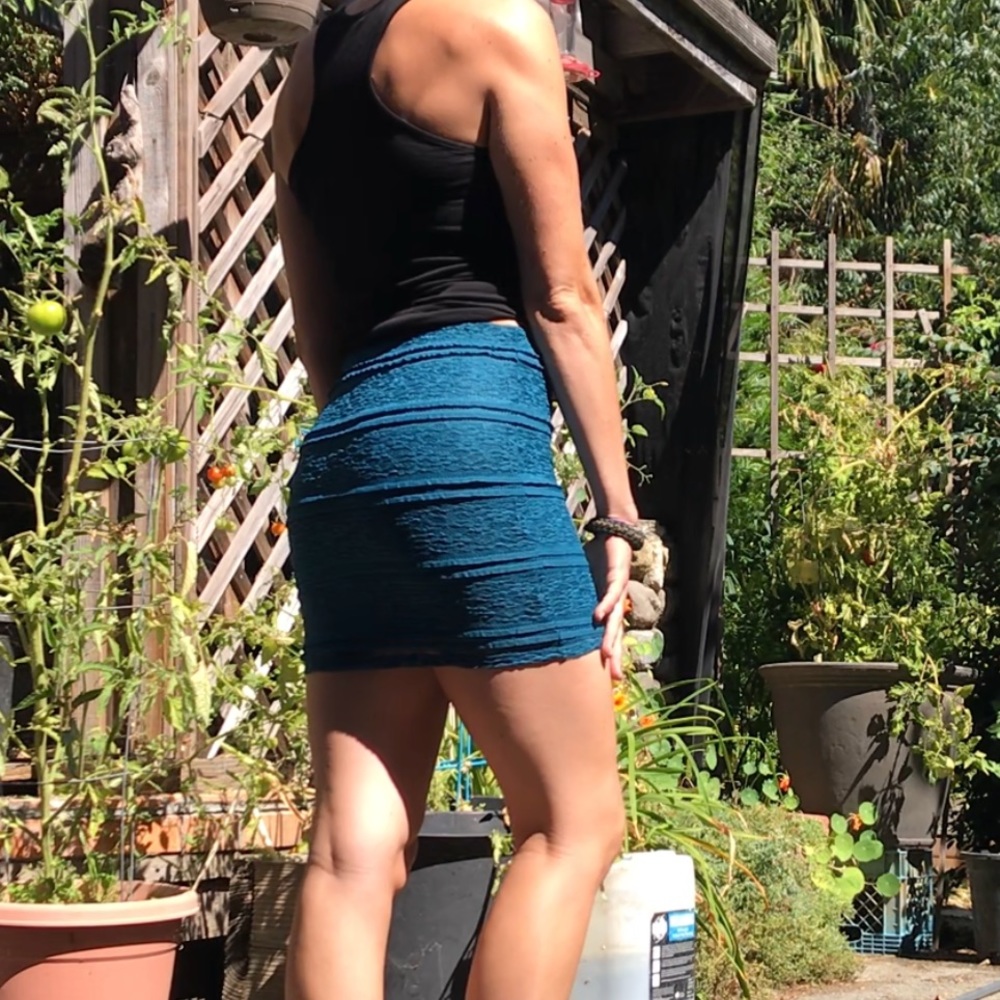 Teal Blue Textured Mini Skirt